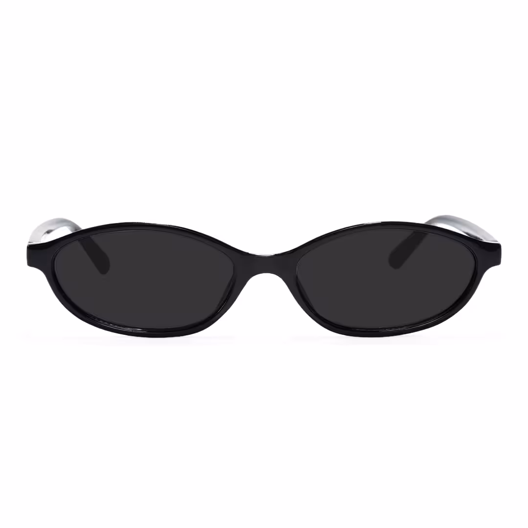 Front view of Calisia oval pc sunglasses OP0272603 in black