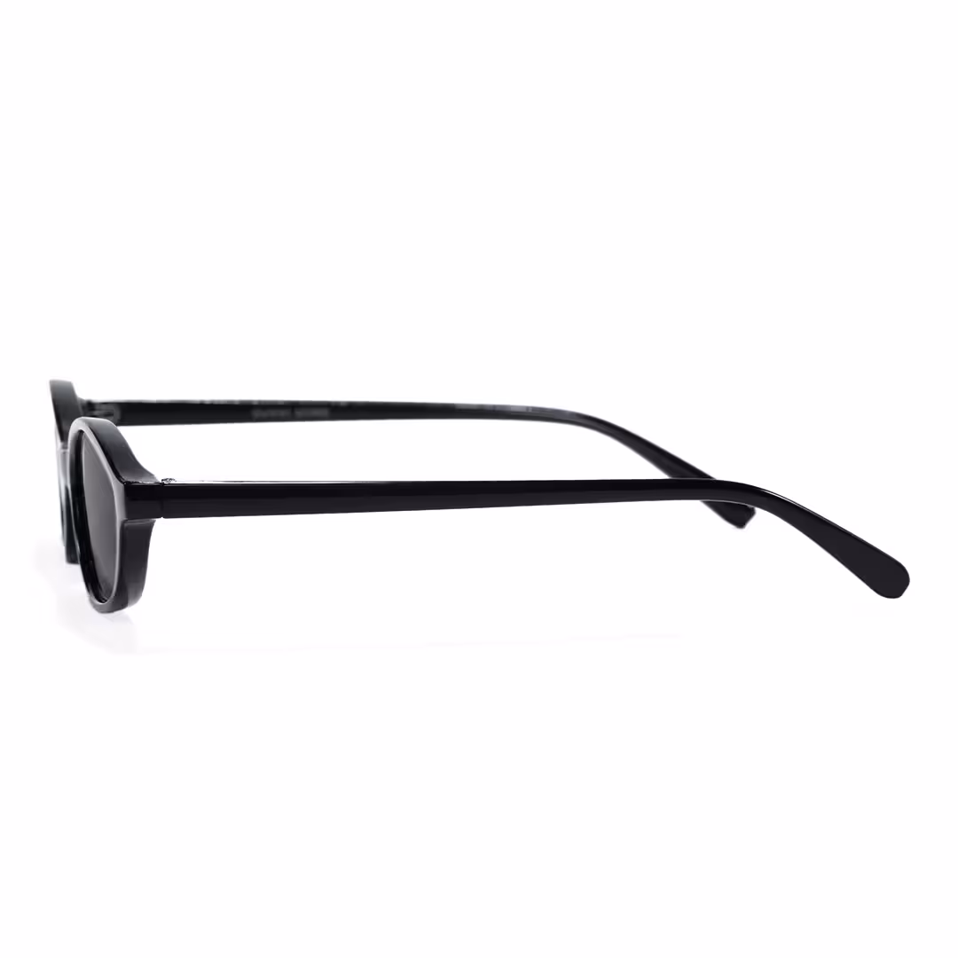 Side view of Calisia oval pc sunglasses in black. SPU: OP0272603
