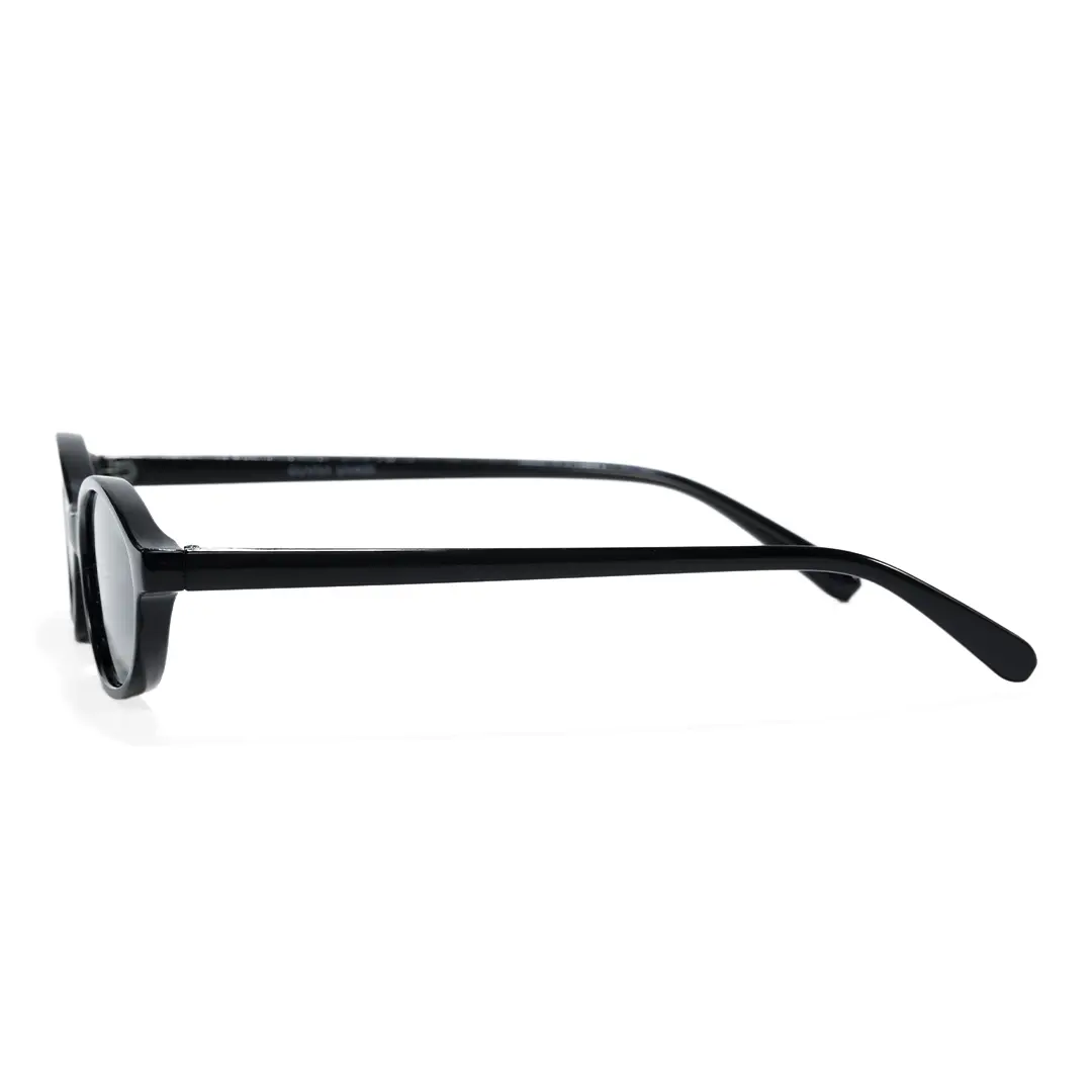 Side view of Calisia oval pc sunglasses OP0272603 in black