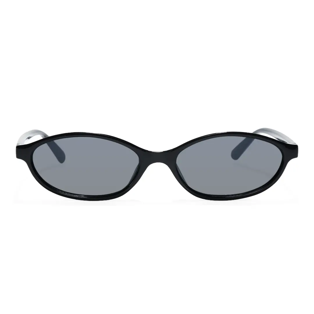 Front view of Calisia y2k oval pc sunglasses OP0272603 in black