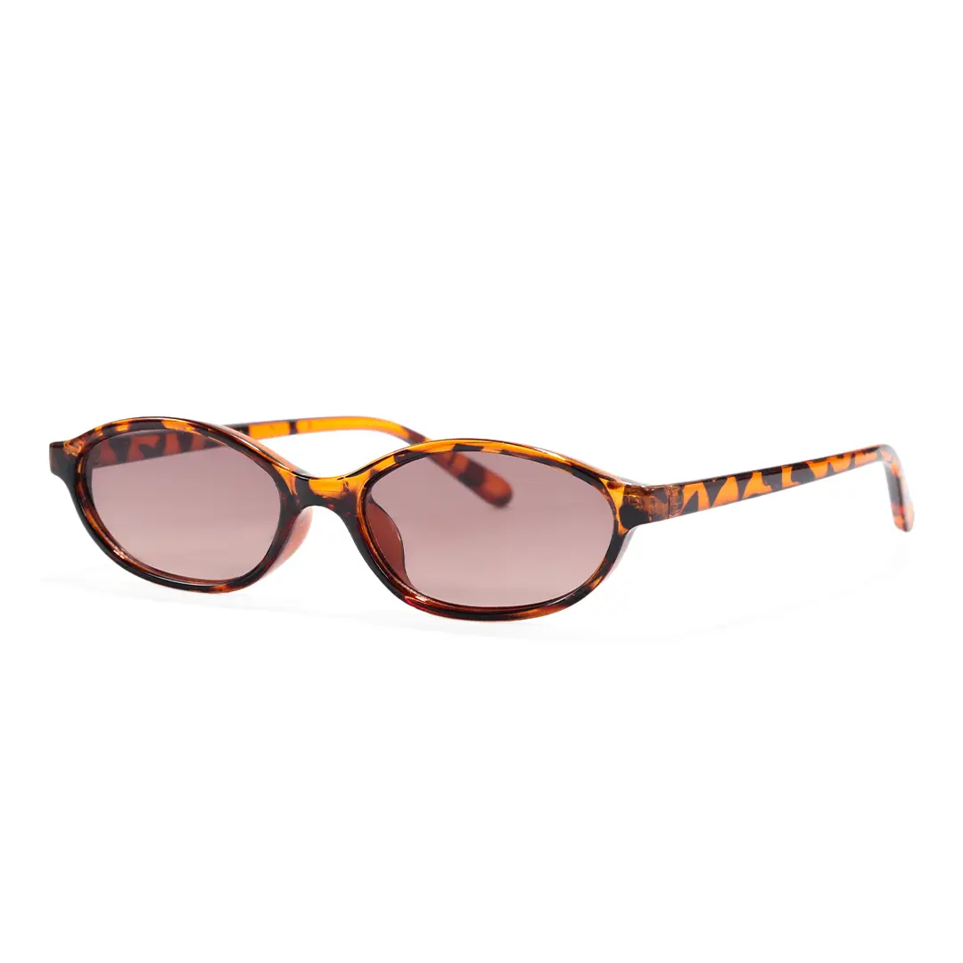 Angle view of Calisia y2k oval pc sunglasses OP0272603 in tortoise