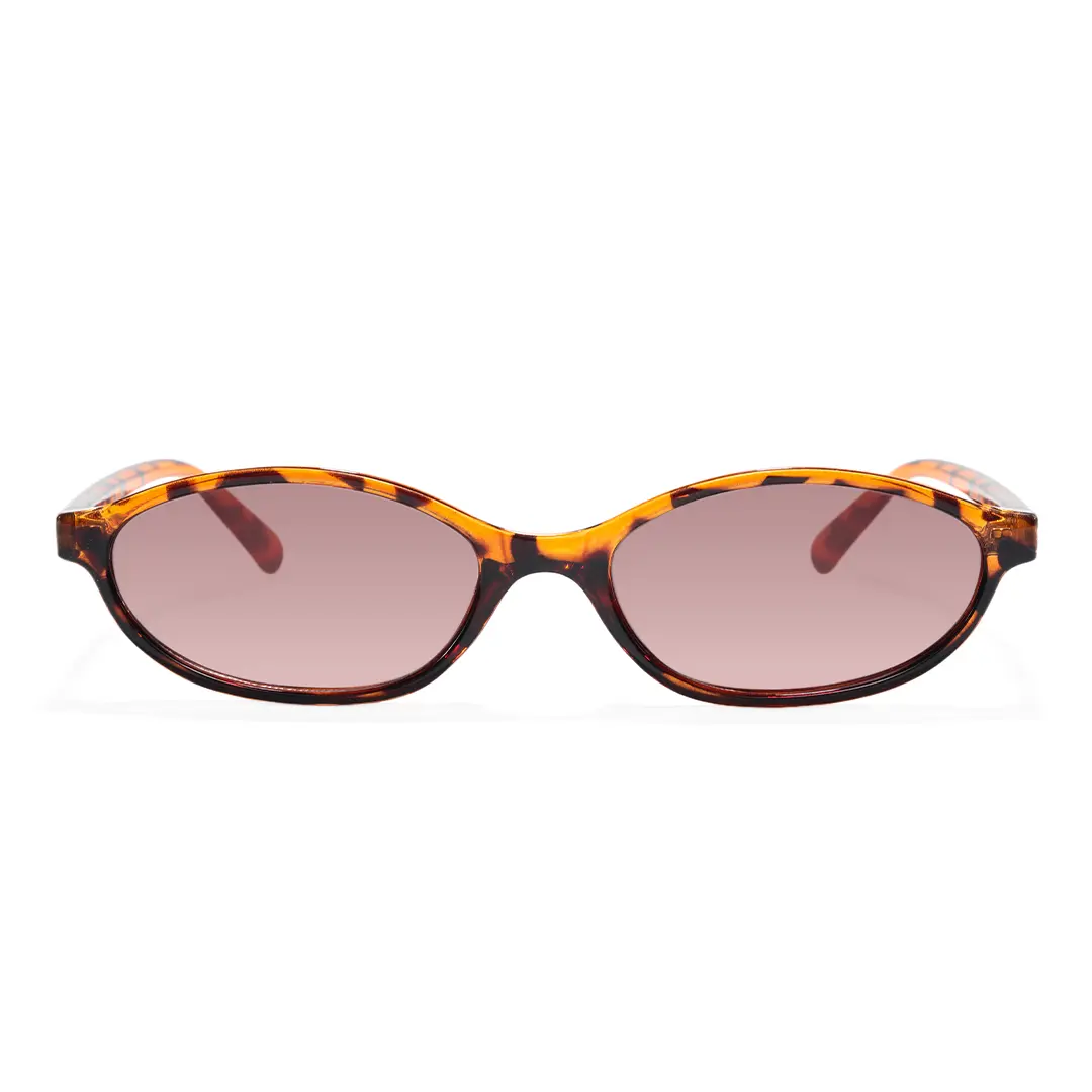 Front view of Calisia y2k oval pc sunglasses OP0272603 in tortoise