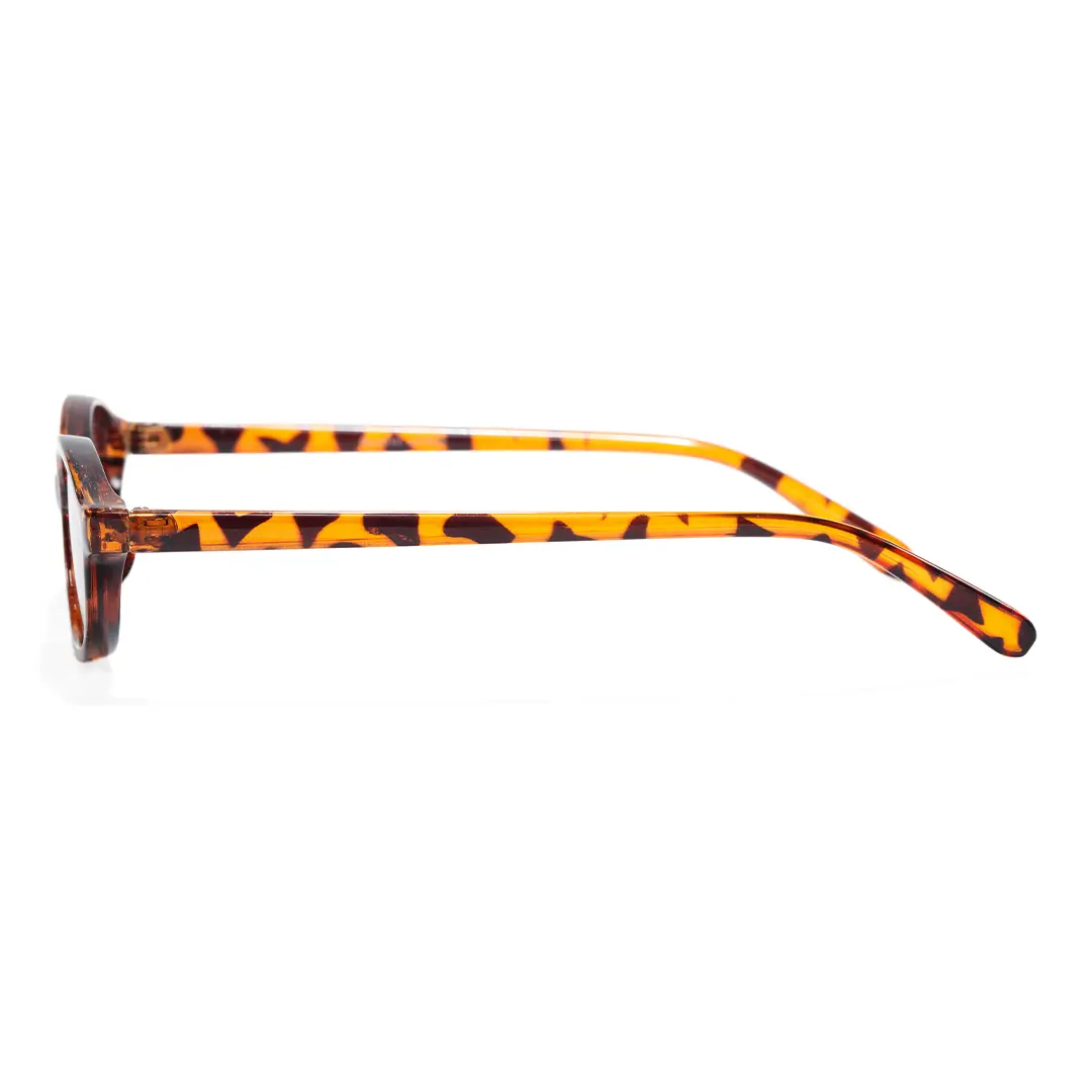 Side view of Calisia y2k oval pc sunglasses OP0272603 in tortoise