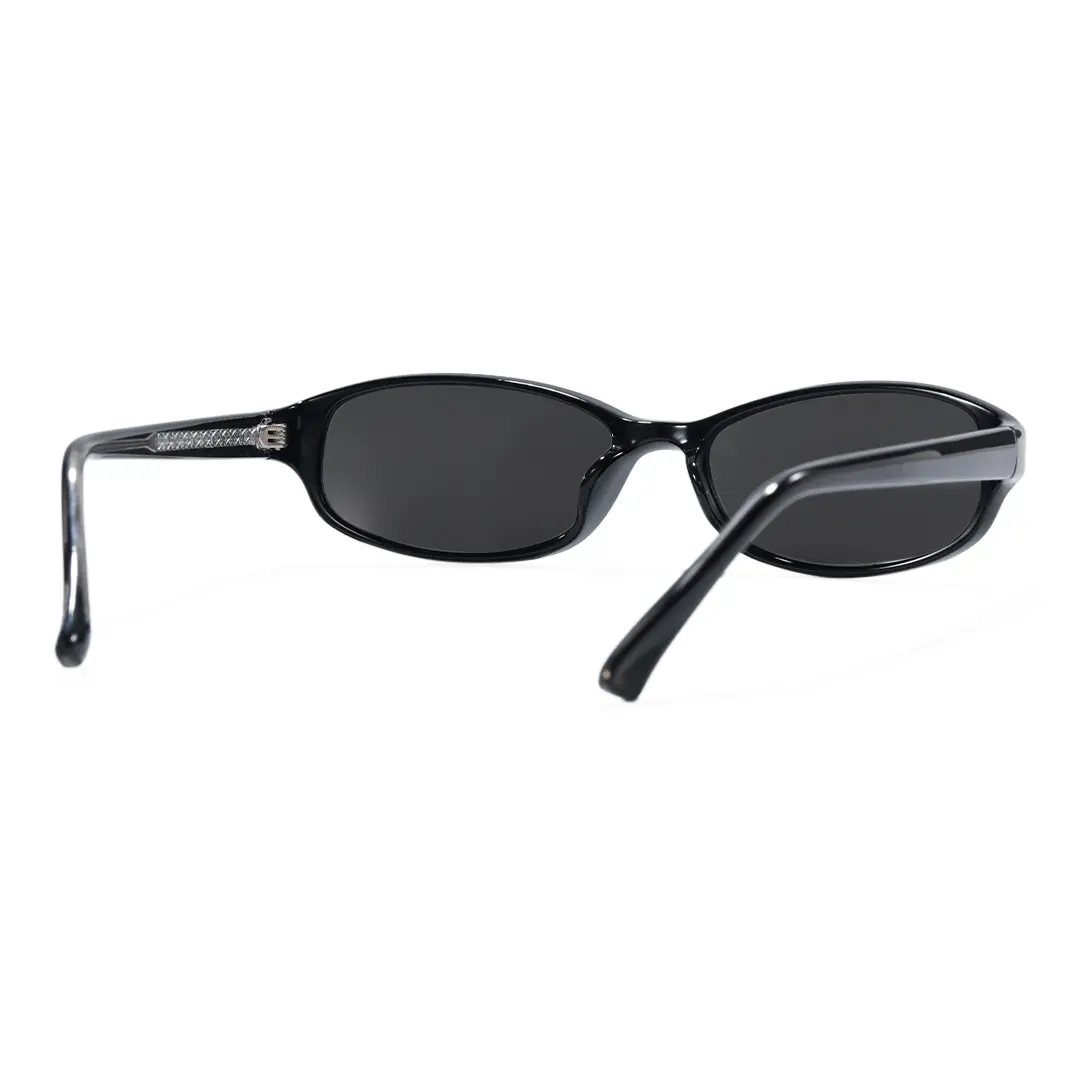 Back view of Ylora y2k oval pc sunglasses OP0332604 in black