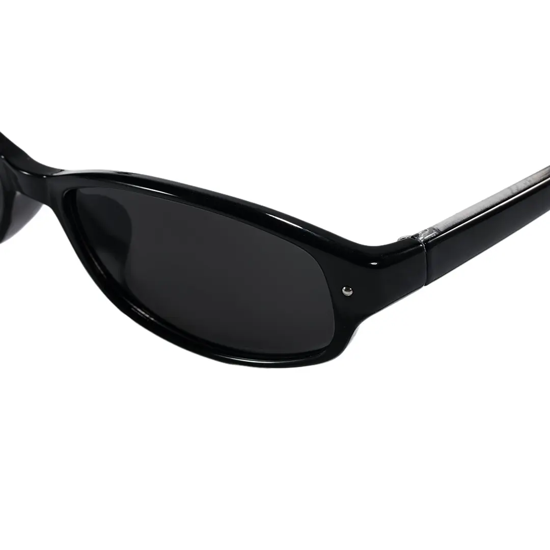 End piece detail of Ylora y2k oval pc sunglasses OP0332604 in black