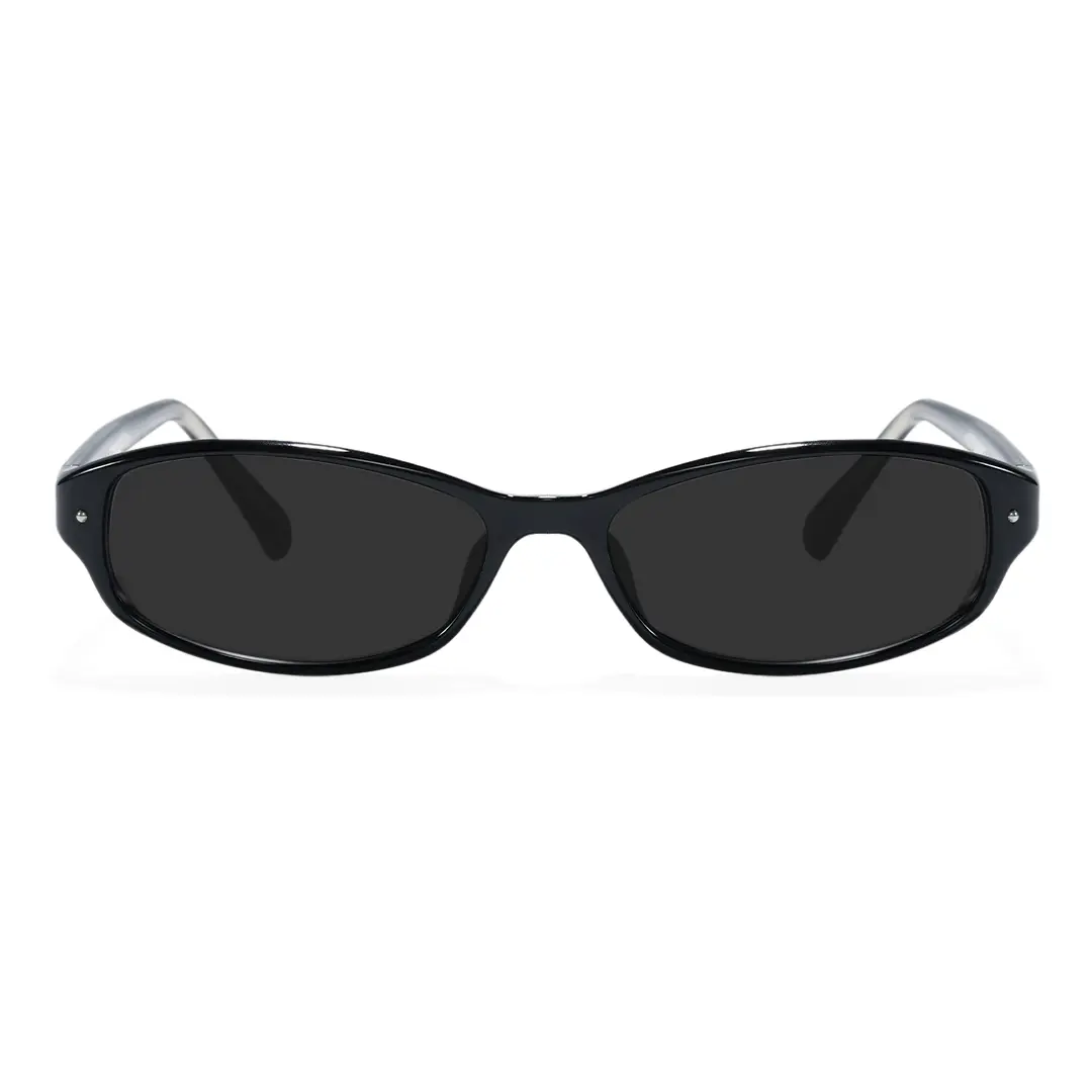 Front view of Ylora y2k oval pc sunglasses OP0332604 in black