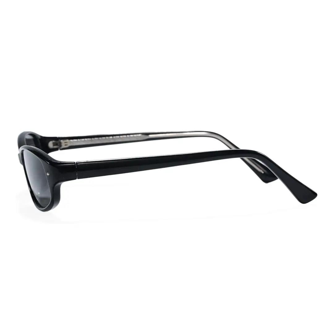 Side view of Ylora y2k oval pc sunglasses OP0332604 in black