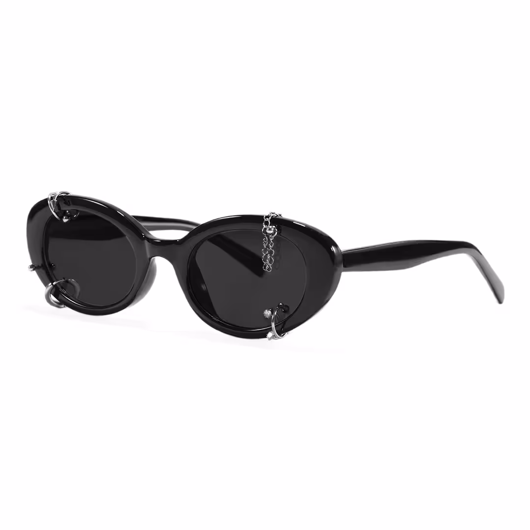 Angle view of Alden oval tr90 handcrafted polarized sunglasses in black. SPU: OR0022509