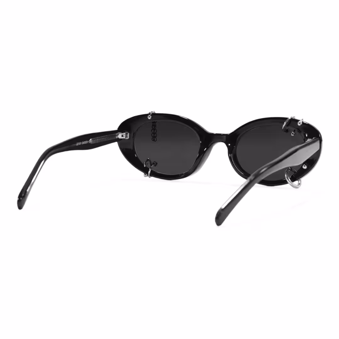 Back view of Alden oval tr90 handcrafted polarized sunglasses in black. SPU: OR0022509