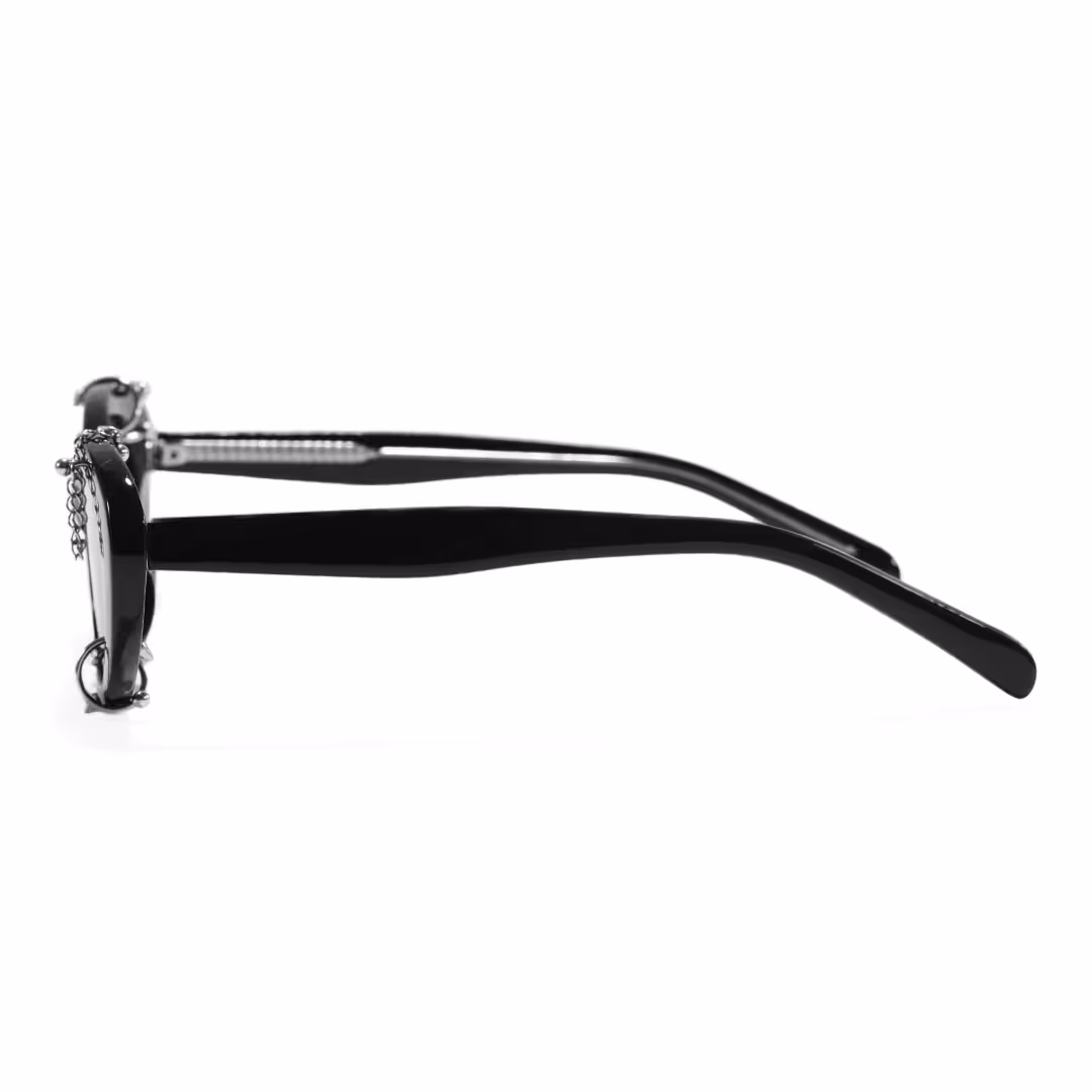 Side view of Alden oval tr90 handcrafted polarized sunglasses in black. SPU: OR0022509