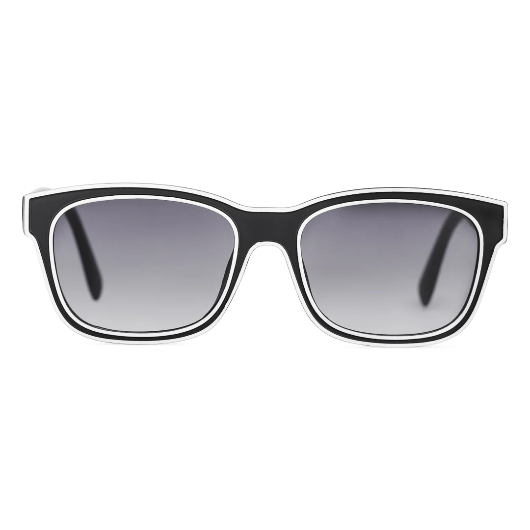 Front view of Grant square acetate sunglasses RA0012402 in black