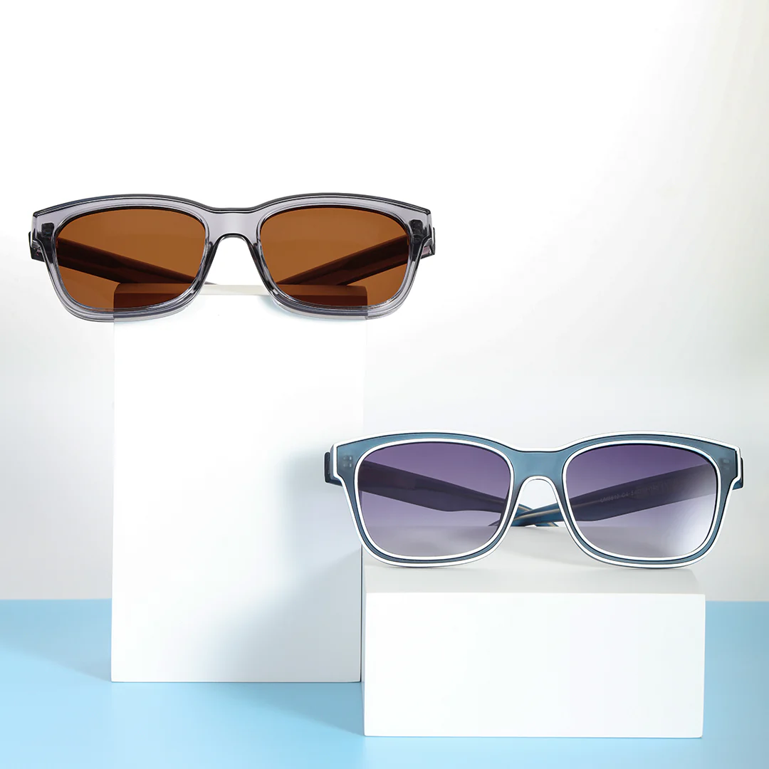 Scene view of Grant square acetate sunglasses RA0012402 in black