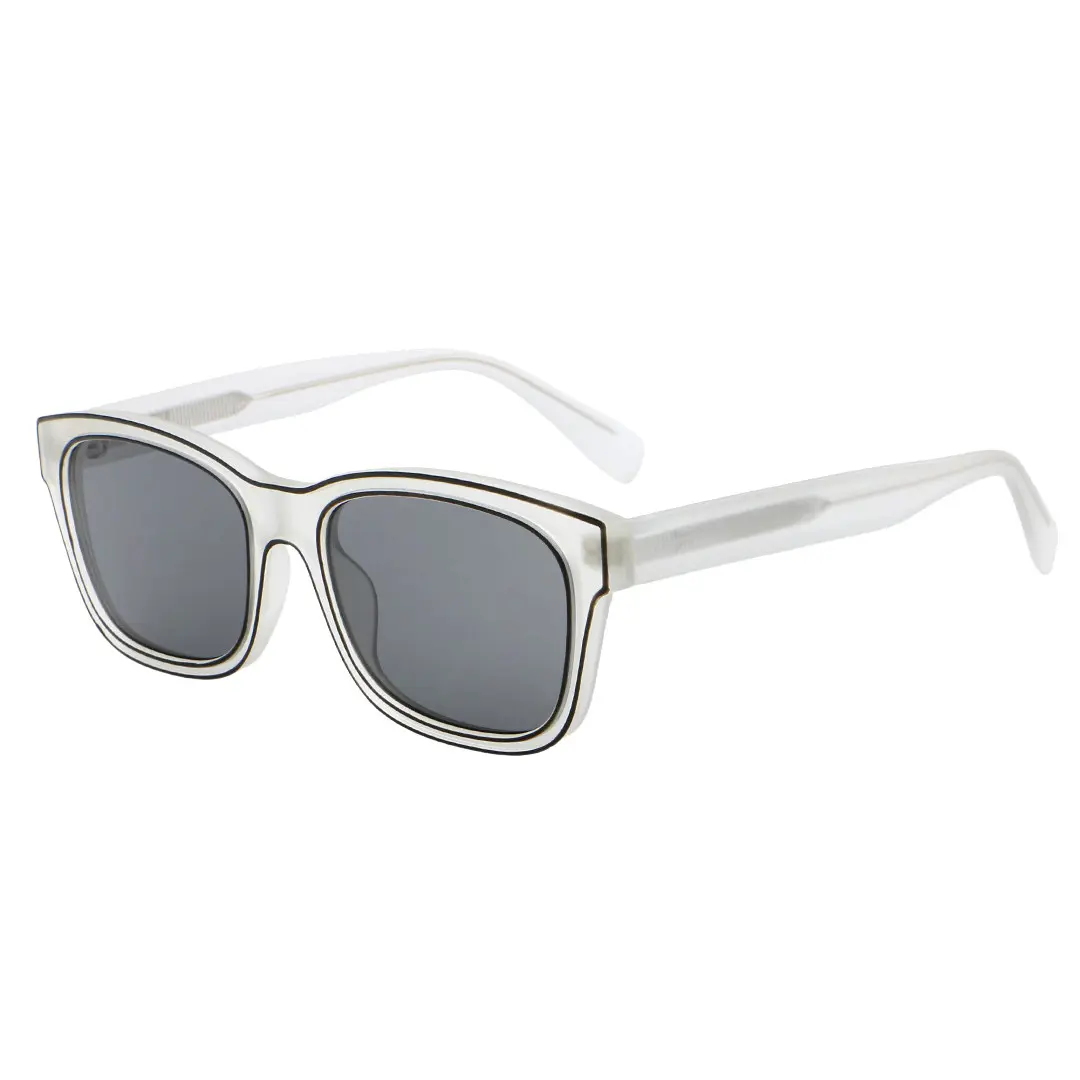 Angle view of Grant square acetate sunglasses RA0012402 in white