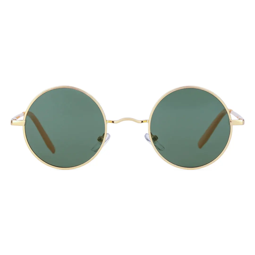 Front view of Kaleb round metal sunglasses RM0012207 in army green