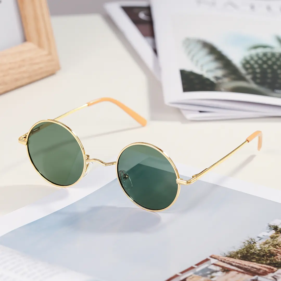 Set view of Kaleb round metal sunglasses RM0012207 in army green