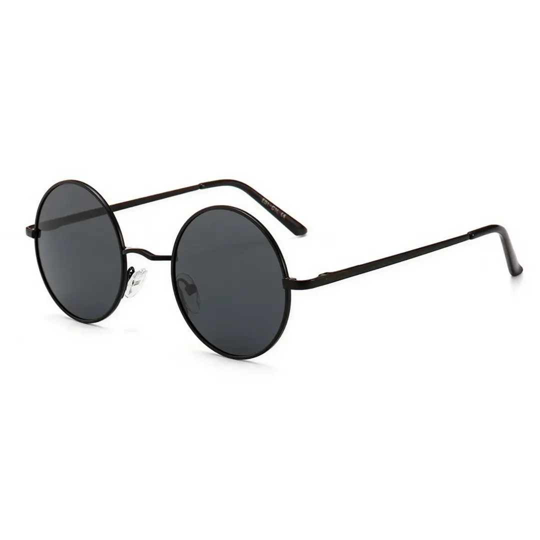 Angle view of Kaleb round metal sunglasses RM0012207 in black