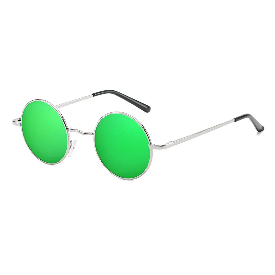 Angle view of Kaleb round metal sunglasses RM0012207 in green