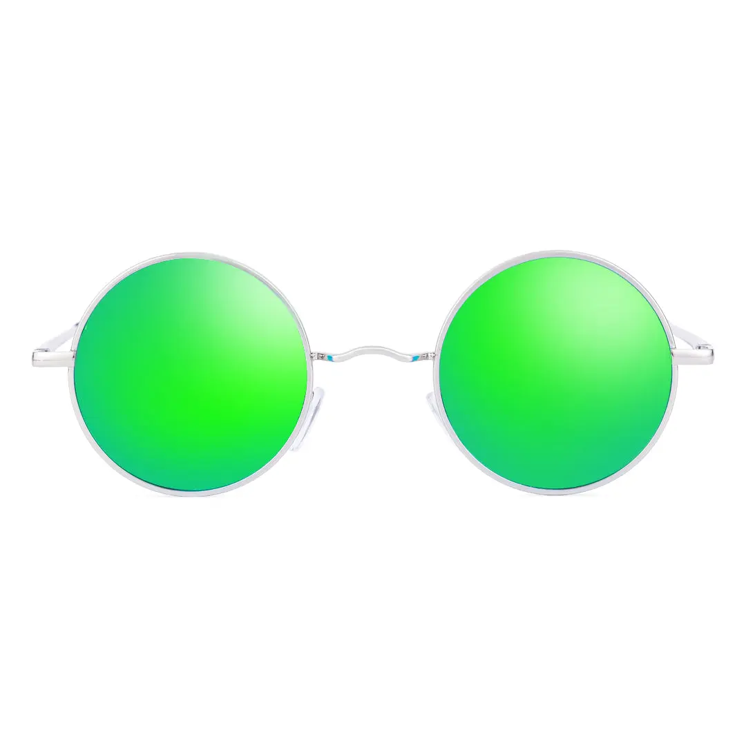 Front view of Kaleb round metal sunglasses RM0012207 in green