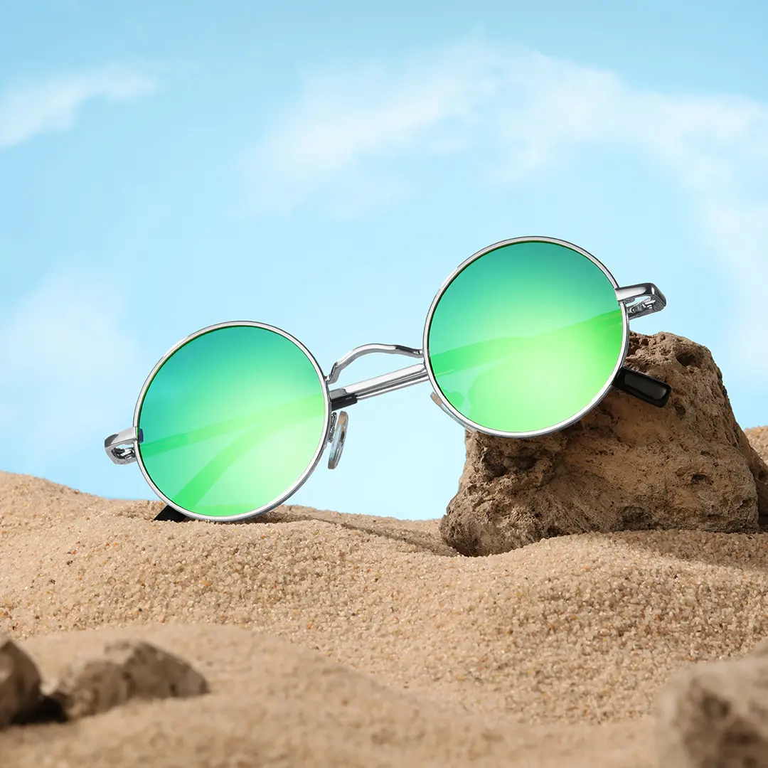 Set view of Kaleb round metal sunglasses RM0012207 in green
