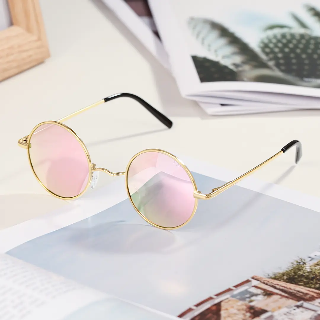 Scene view of Kaleb round metal sunglasses RM0012207 in pink