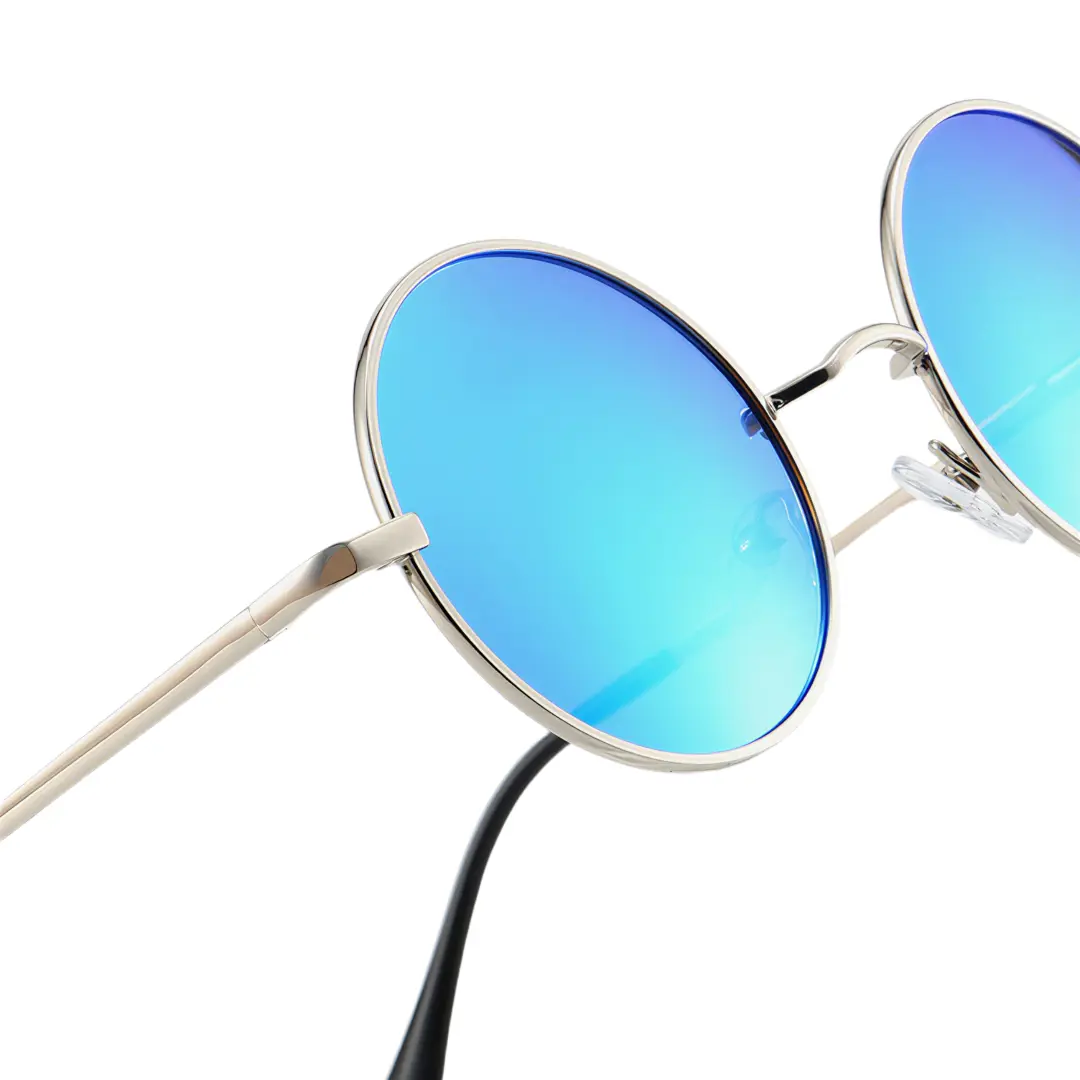 End piece detail of Kaleb round metal sunglasses RM0012207 in silver blue