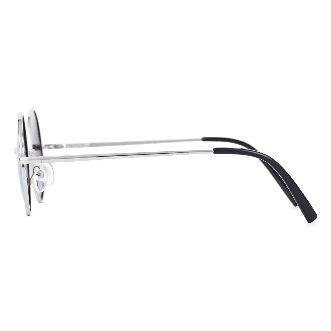 Side view of Kaleb round metal sunglasses RM0012207 in silver