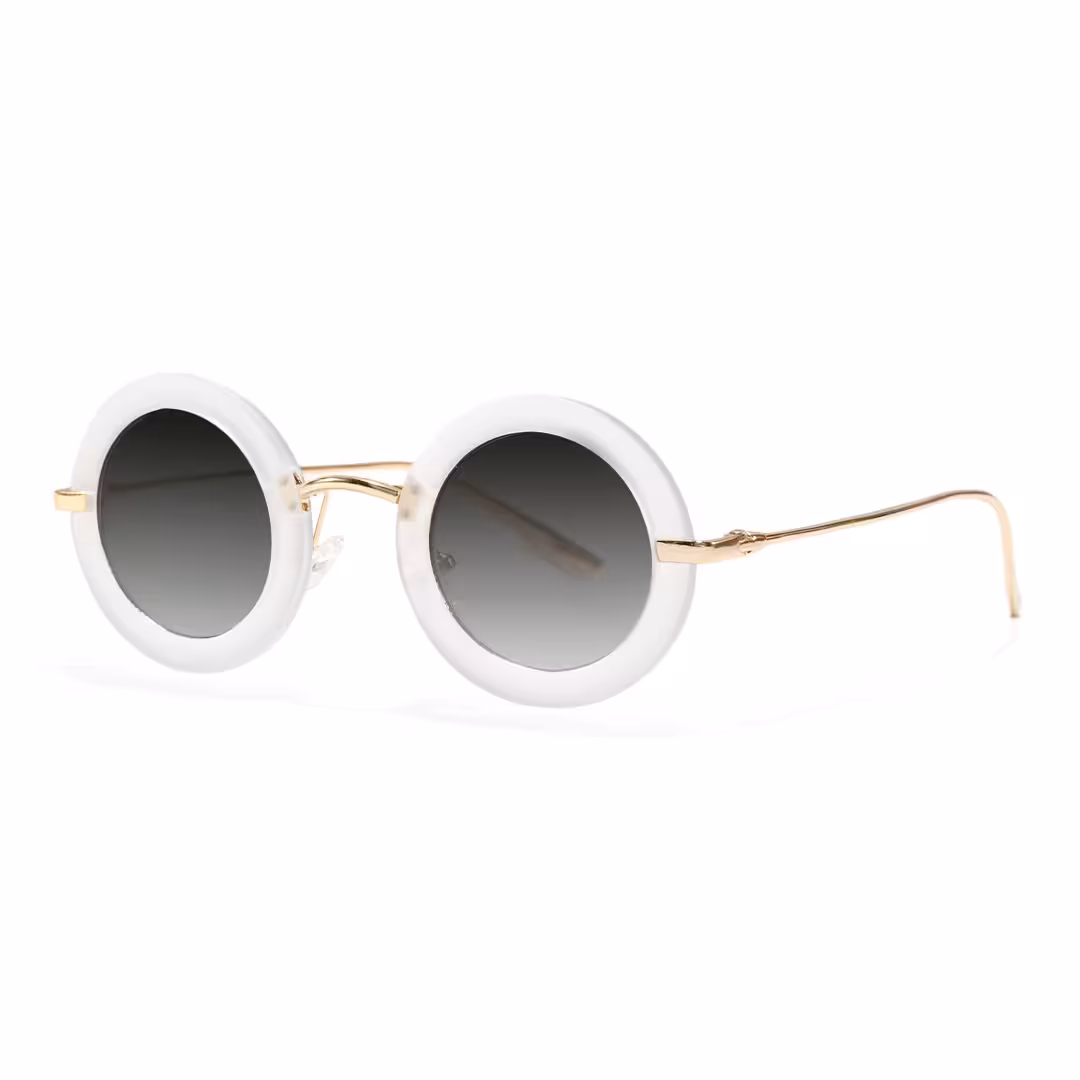 Angle view of Tide vintage round metal sunglasses RM0012605 in gold
