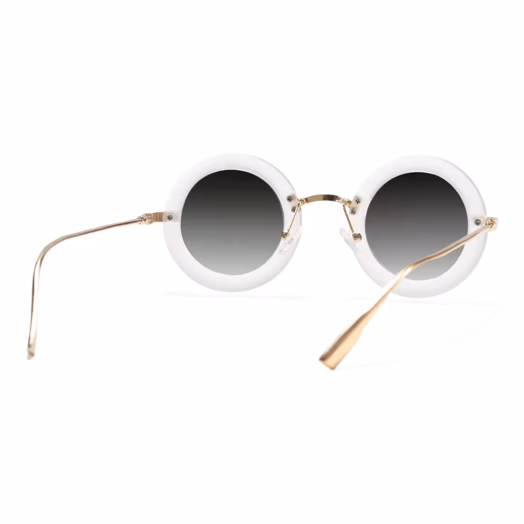 Back view of Tide vintage round metal sunglasses RM0012605 in gold