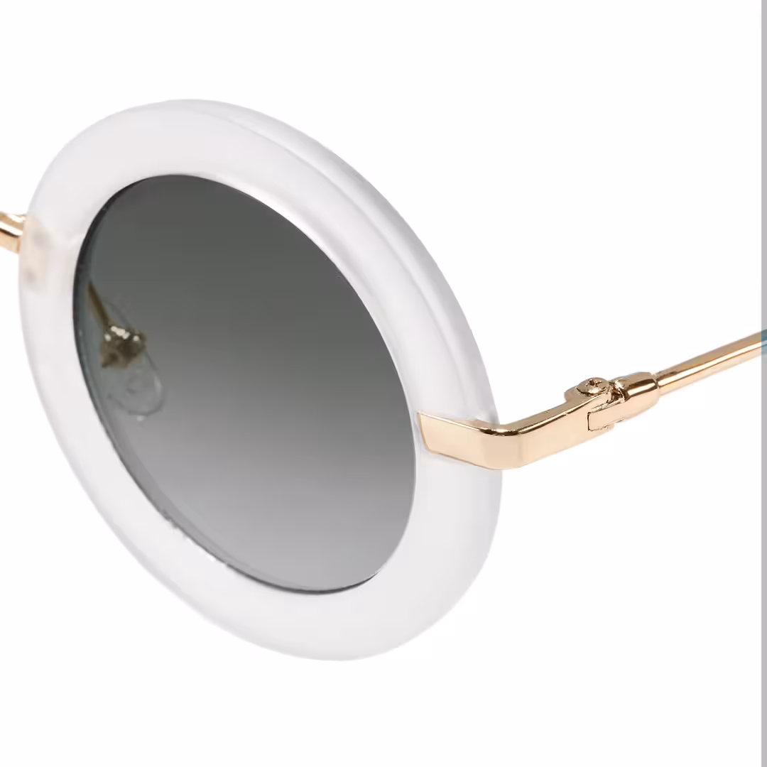 End piece detail of Tide vintage round metal sunglasses RM0012605 in gold