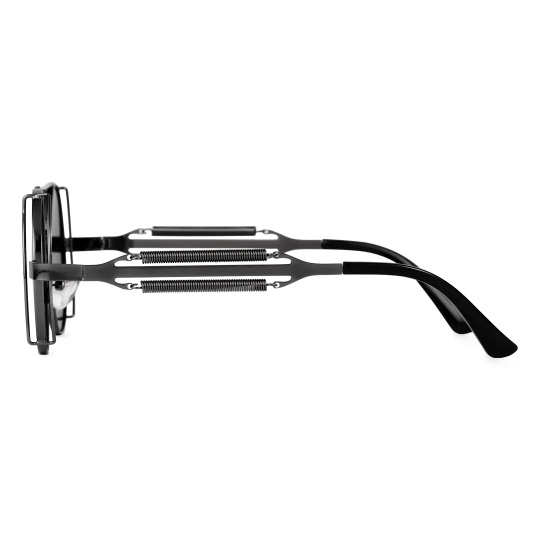 Side view of Binfing round metal sunglasses RM0102303 in black