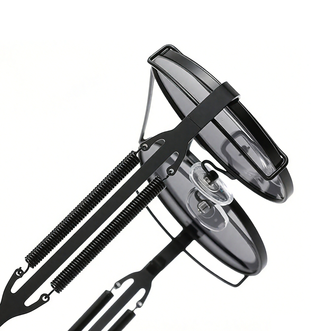 End piece detail of Binfing steampunk round metal sunglasses RM0102303 in black