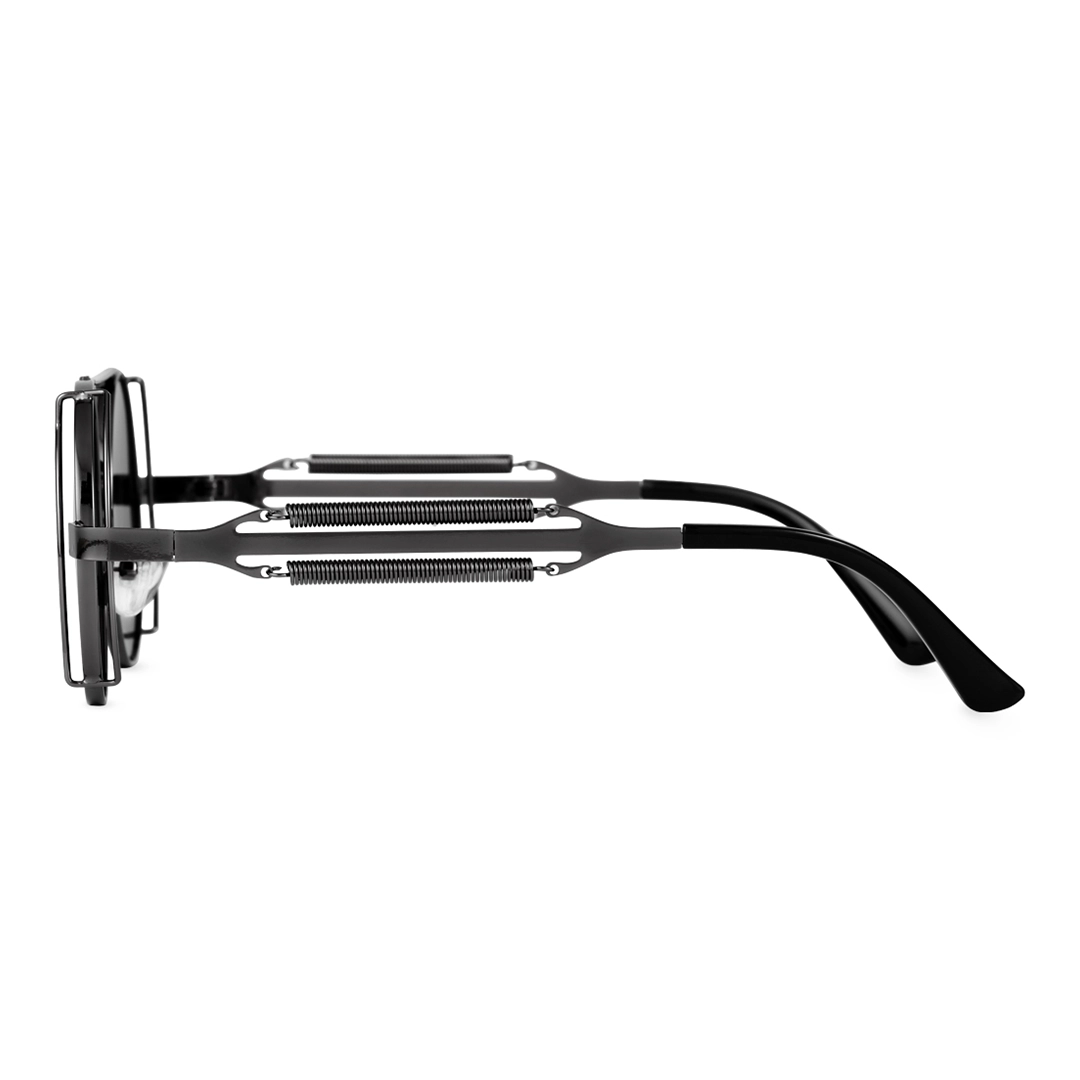 Side view of Binfing steampunk round metal sunglasses RM0102303 in black