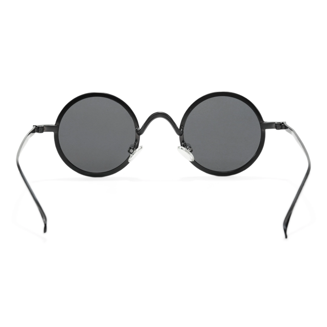 Back view of Ewan round metal sunglasses RM0162506 in black