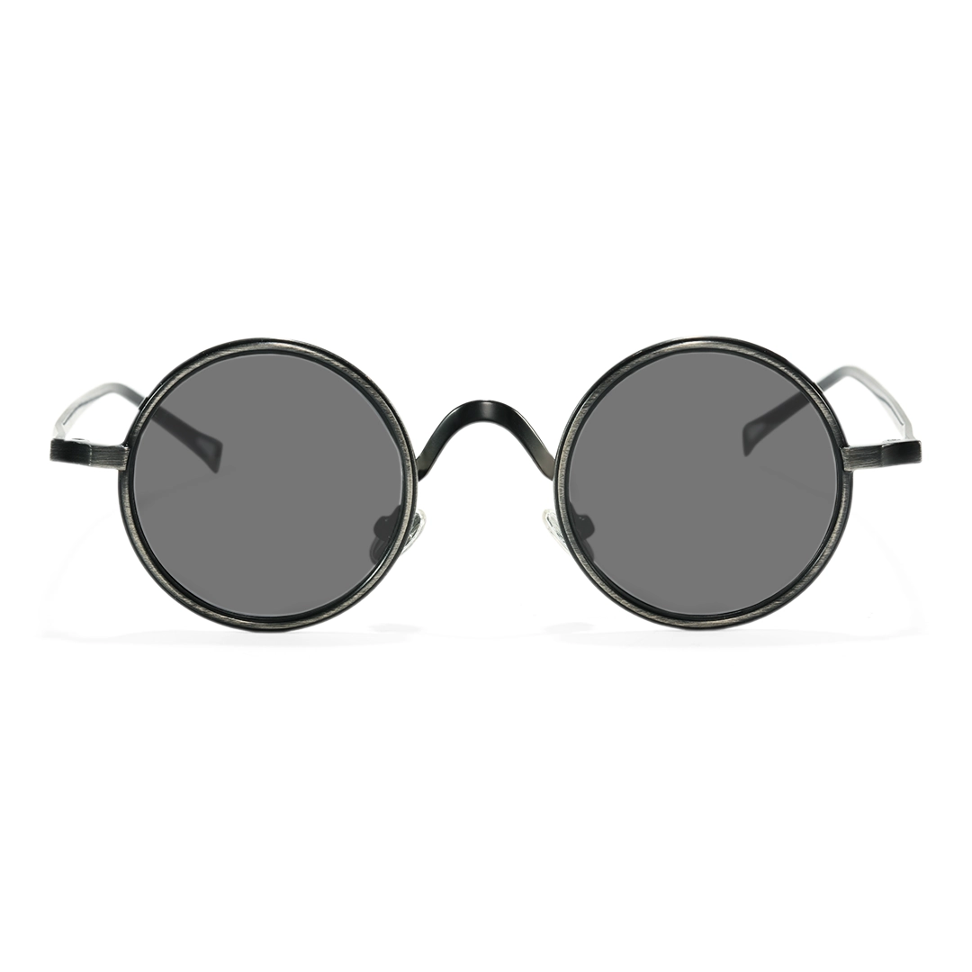 Front view of Ewan john lennon round metal sunglasses RM0162506 in black