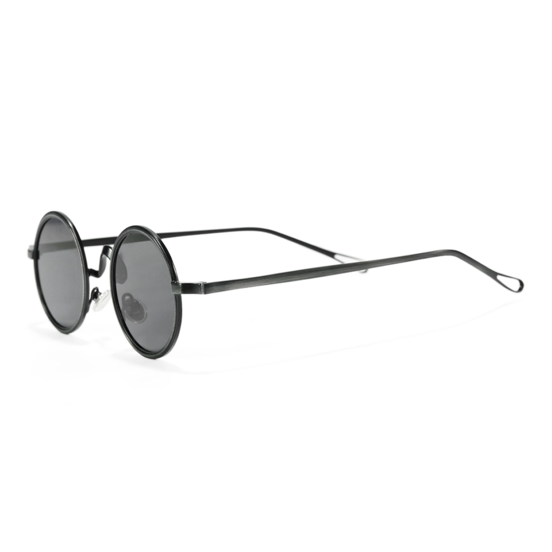 Side view of Ewan john lennon round metal sunglasses RM0162506 in black