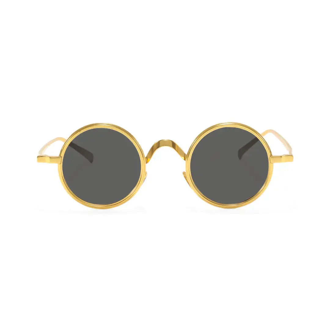 Front view of Ewan round metal sunglasses RM0162506 in gold