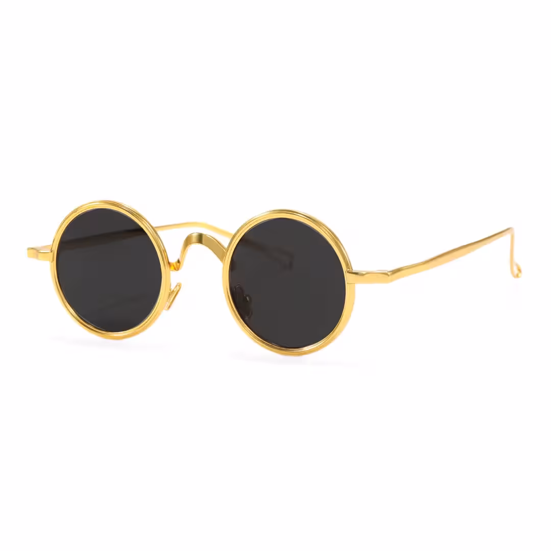 Angle view of Ewan john lennon round metal sunglasses RM0162506 in gold