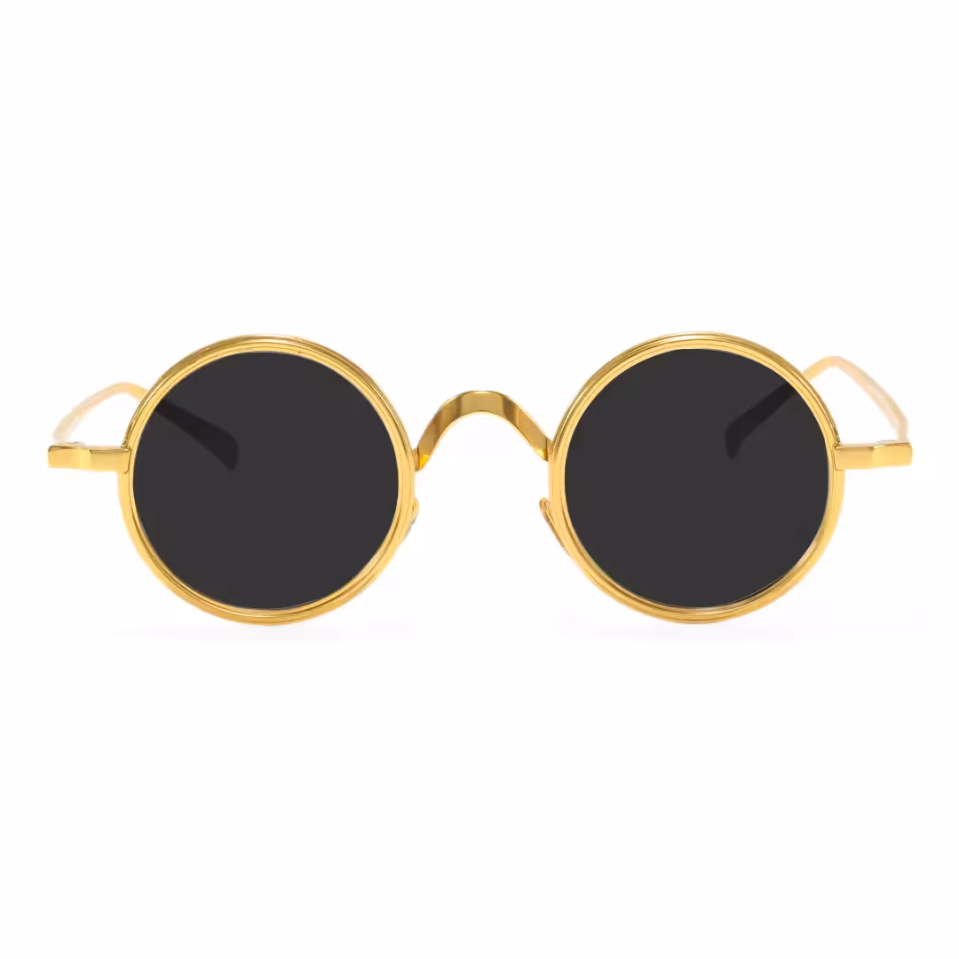Front view of Ewan john lennon round metal sunglasses RM0162506 in gold