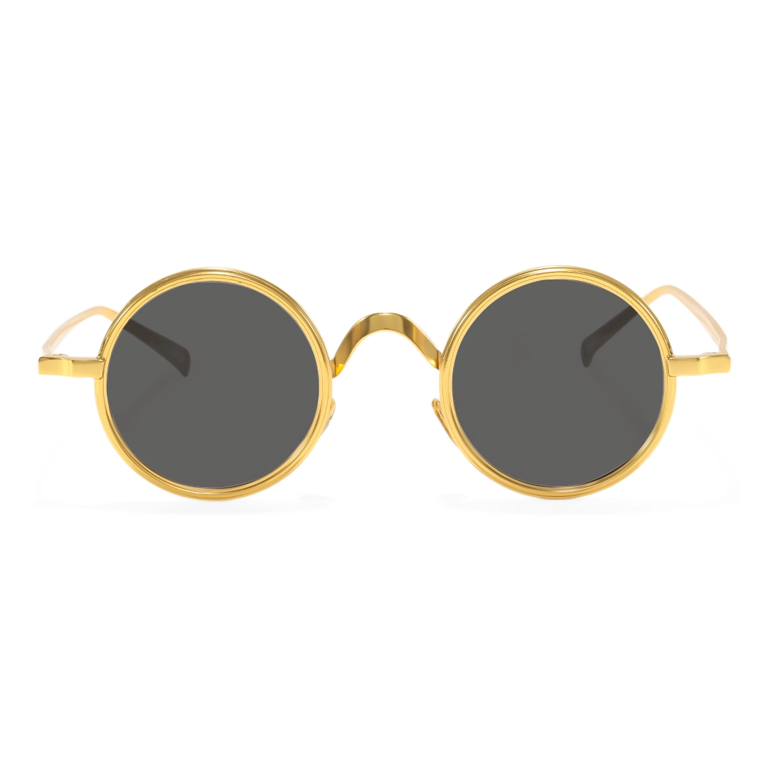 Front view of Ewan john lennon round metal sunglasses RM0162506 in gold
