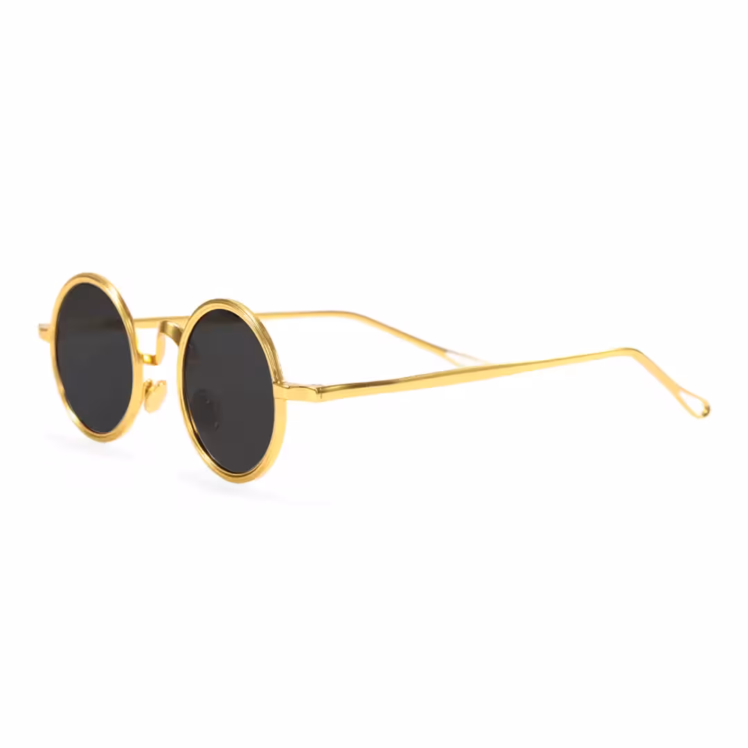 Side view of Ewan john lennon round metal sunglasses RM0162506 in gold
