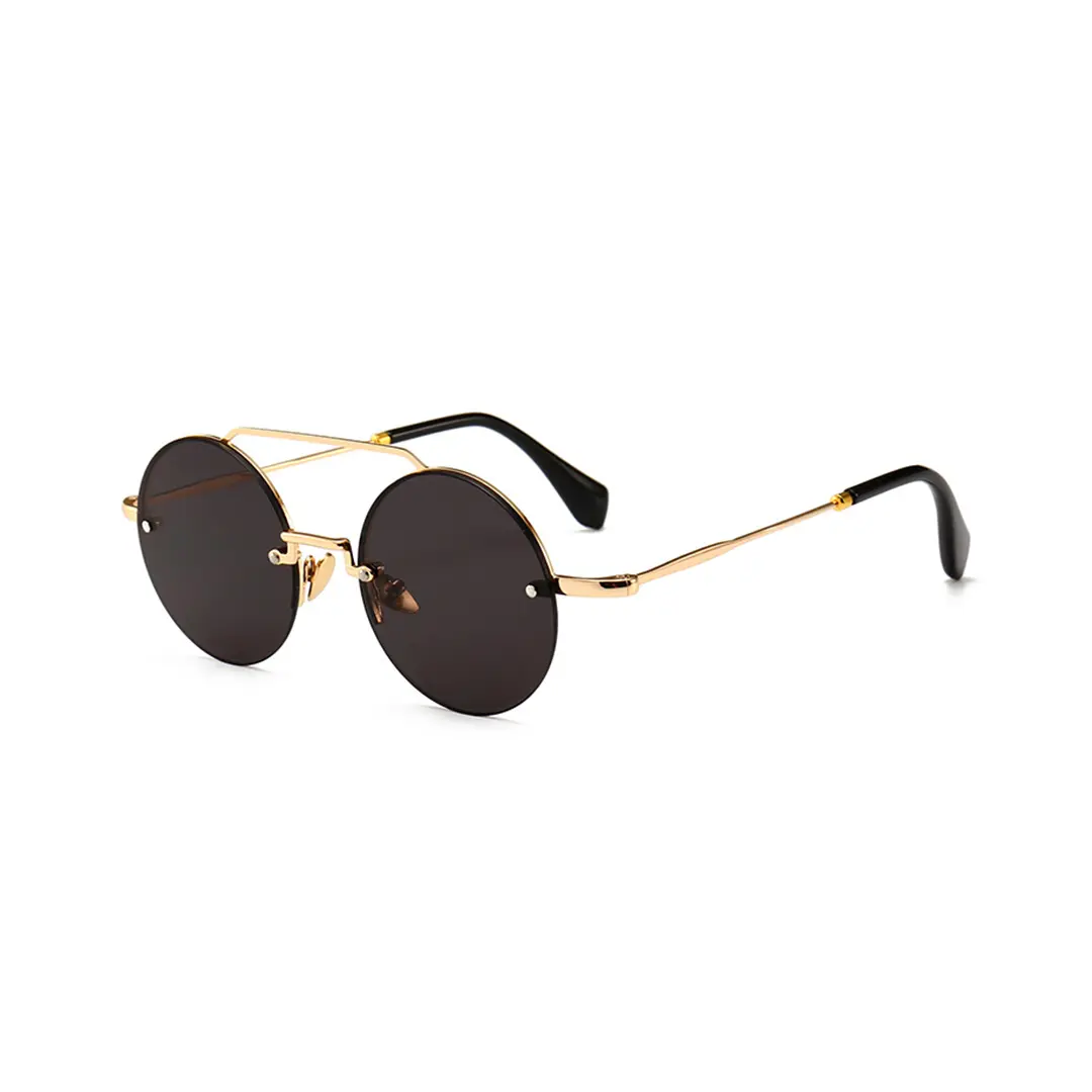 Angle view of Bailey vintage round metal sunglasses RM0252507 in gold