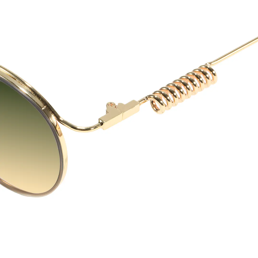 Frame detail view of Percival steampunk round metal sunglasses RM0262603 in brown