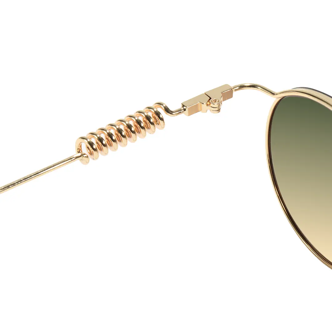 Hinge detail of Percival steampunk round metal sunglasses RM0262603 in brown