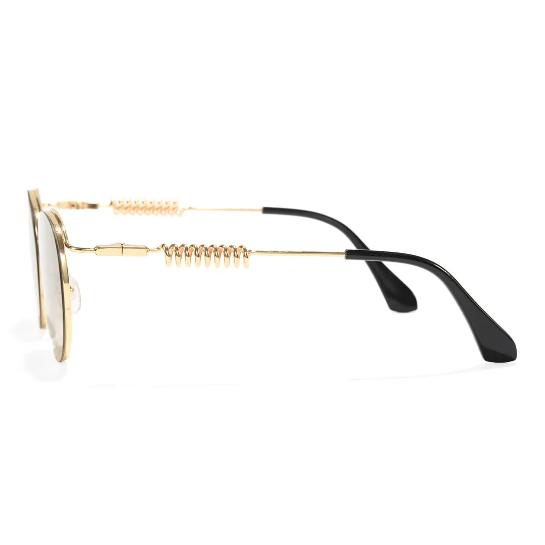 Side view of Percival steampunk round metal sunglasses RM0262603 in brown