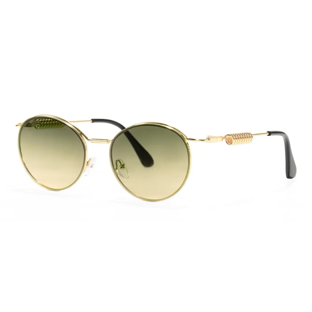 Angle view of Percival steampunk round metal sunglasses RM0262603 in brown