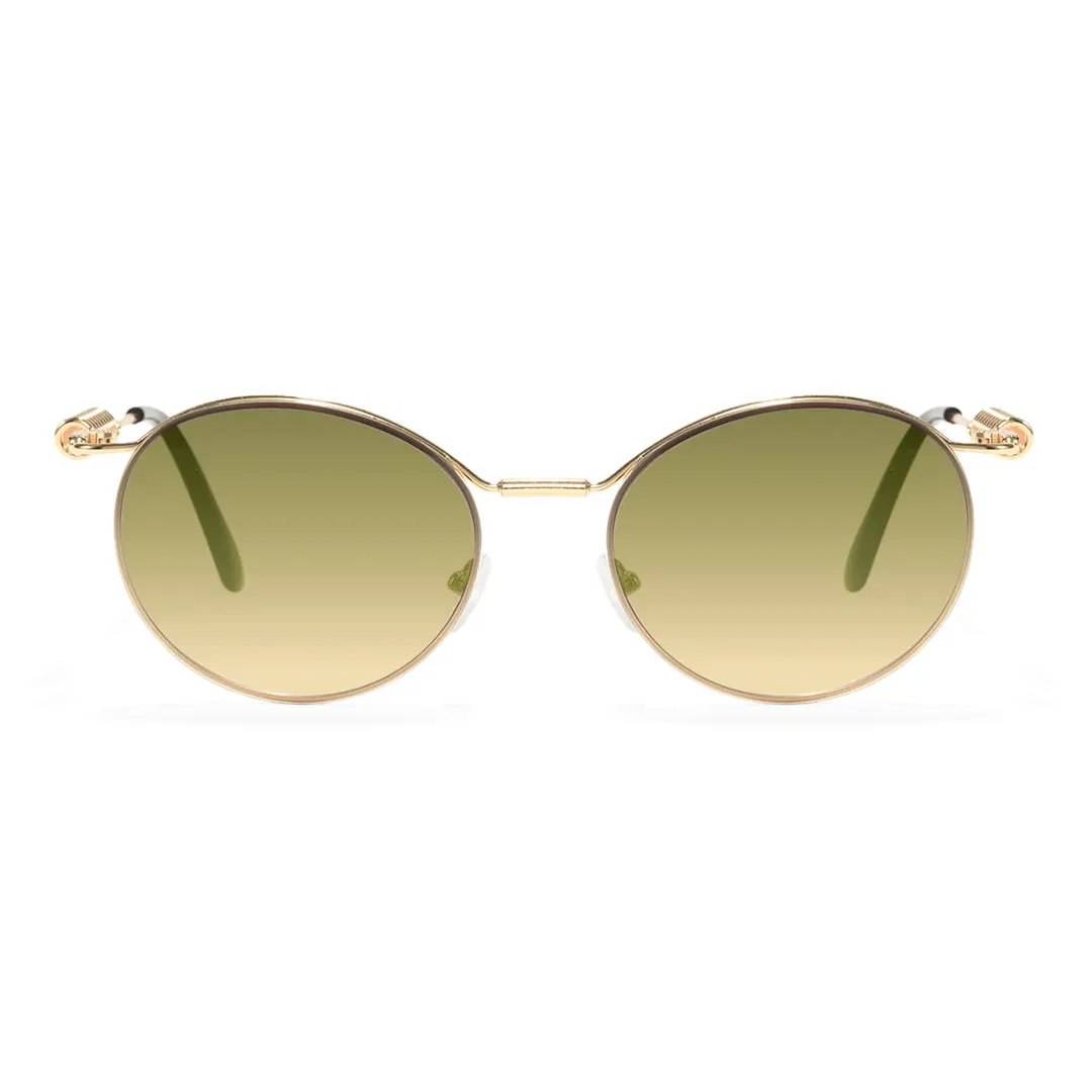 Front view of Percival steampunk round metal sunglasses RM0262603 in brown