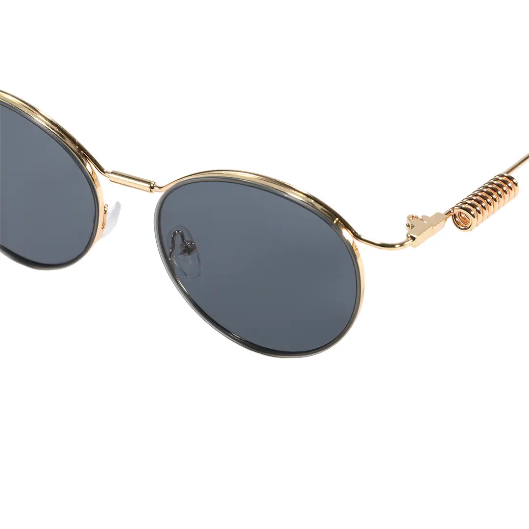 End piece detail of Percival steampunk round metal sunglasses RM0262603 in gray