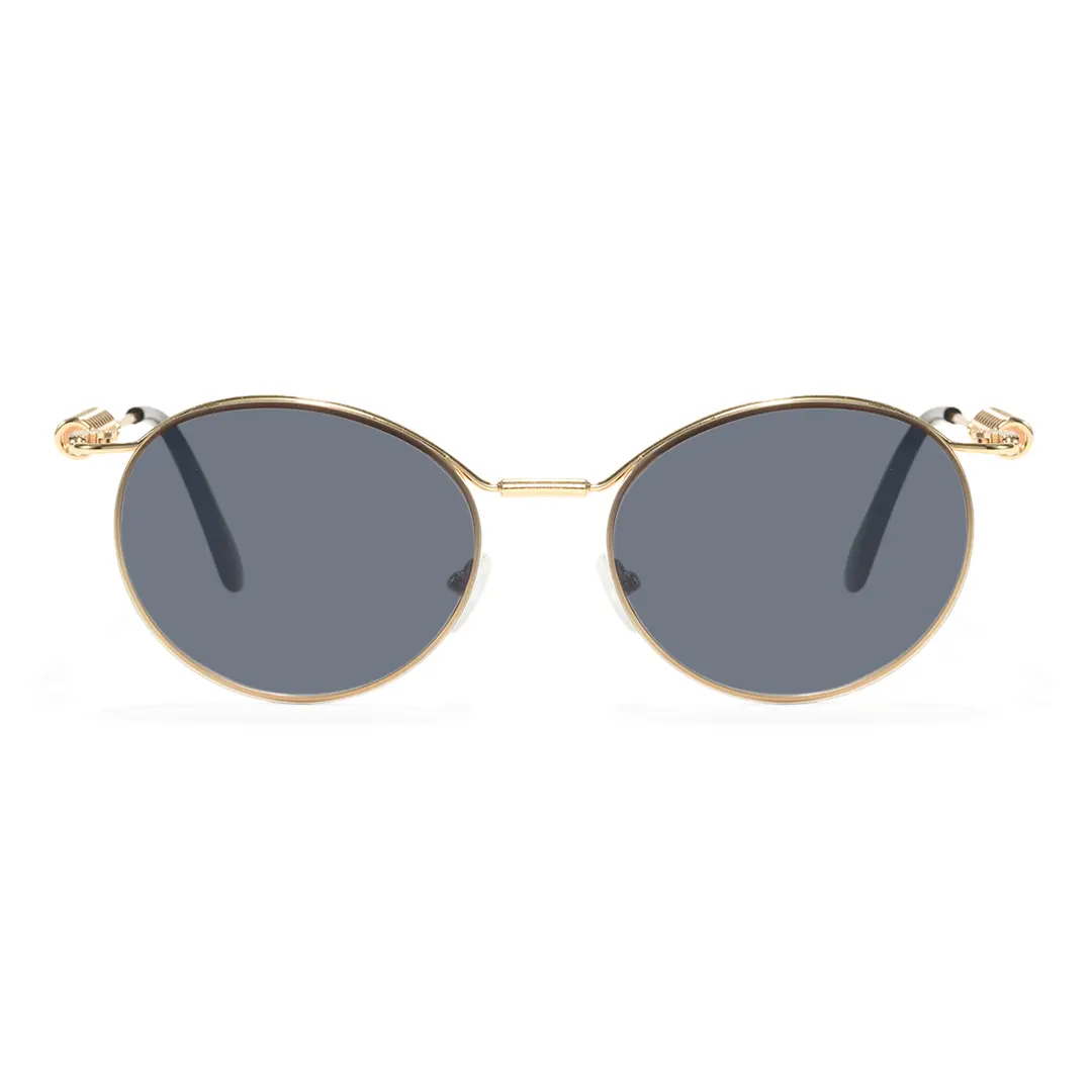 Front view of Percival steampunk round metal sunglasses RM0262603 in gray