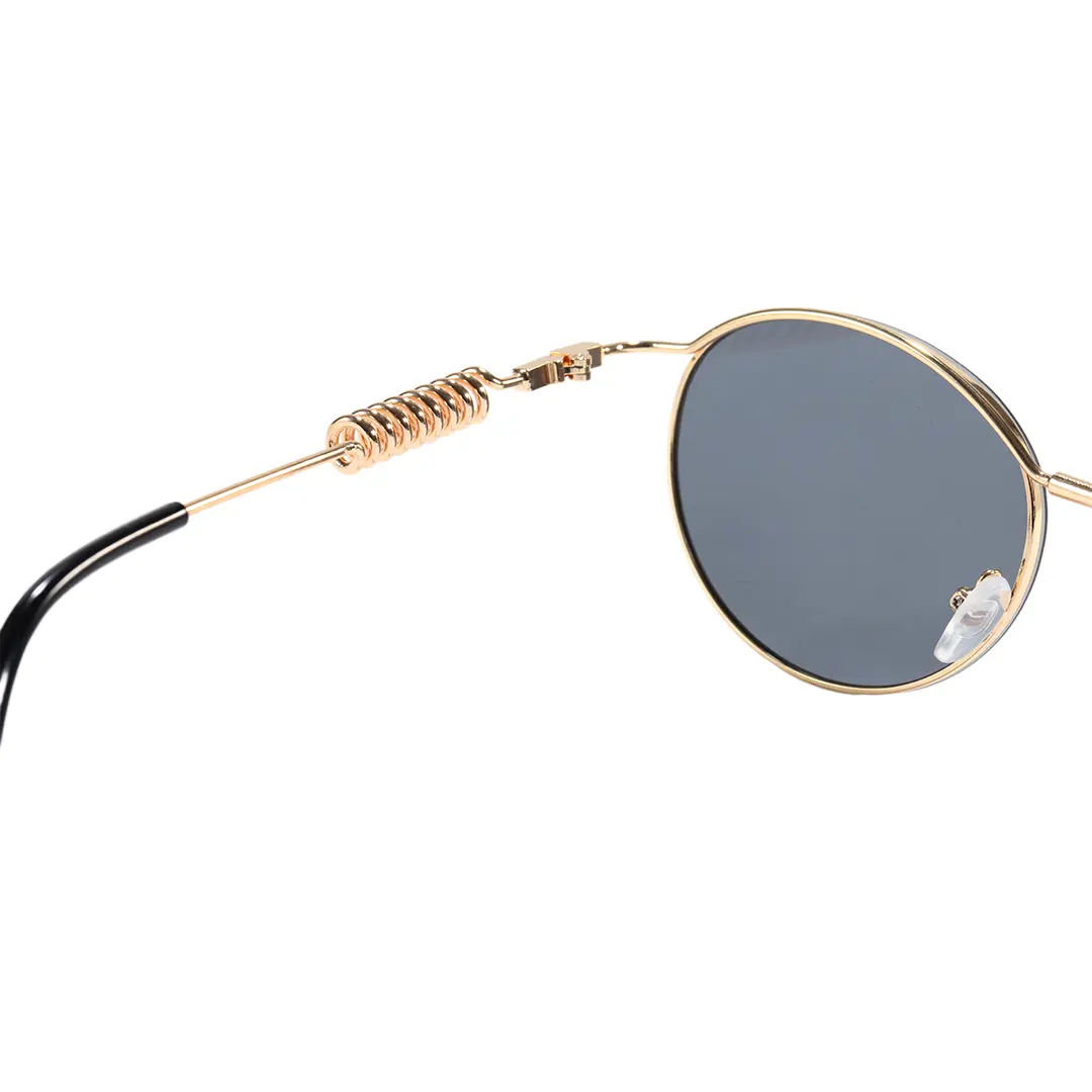 Hinge detail of Percival steampunk round metal sunglasses RM0262603 in gray
