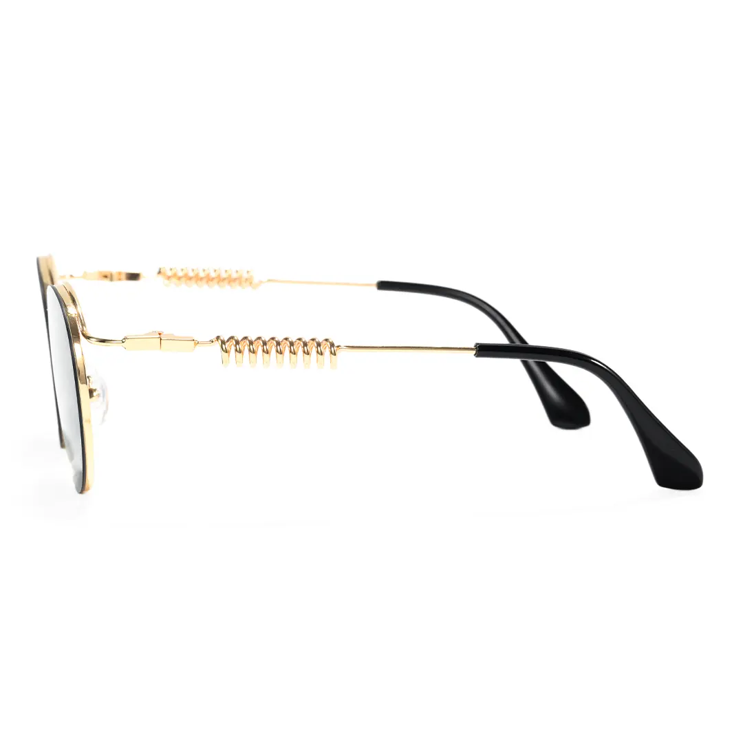 Side view of Percival steampunk round metal sunglasses RM0262603 in gray